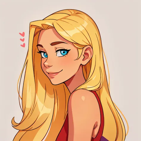 a close up of a cartoon of a woman with long blonde hair, cartoon digital painting, rossdraws cartoon vibrant, digital cartoon painting art, cartoon art style, in style of digital illustration, blonde girl, long blonde hair and large eyes, rossdraws 1. 0, ...