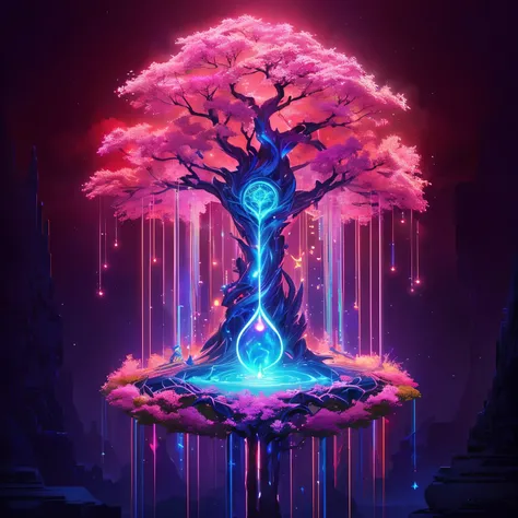 a tree with a glowing light in the middle of it, magical tree, beeple and jeremiah ketner, elemental guardian of life, jen bartel, fantasy tree, magic tree, beeple art, artgem and beeple masterpiece, beeple artwork, cosmic tree of life, stylized digital ar...