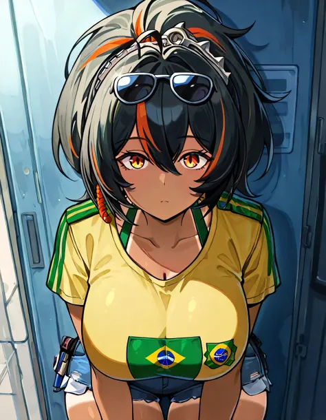 masterpiece, best quality, high resolution, absurdres, masterpiece, best quality, very aesthetic, absurdres, best quality, masterpiece, best quality, high resolution, newest, official style, anime screncap, Zhu Yuan,black hair,multicolored hair,long hair,p...