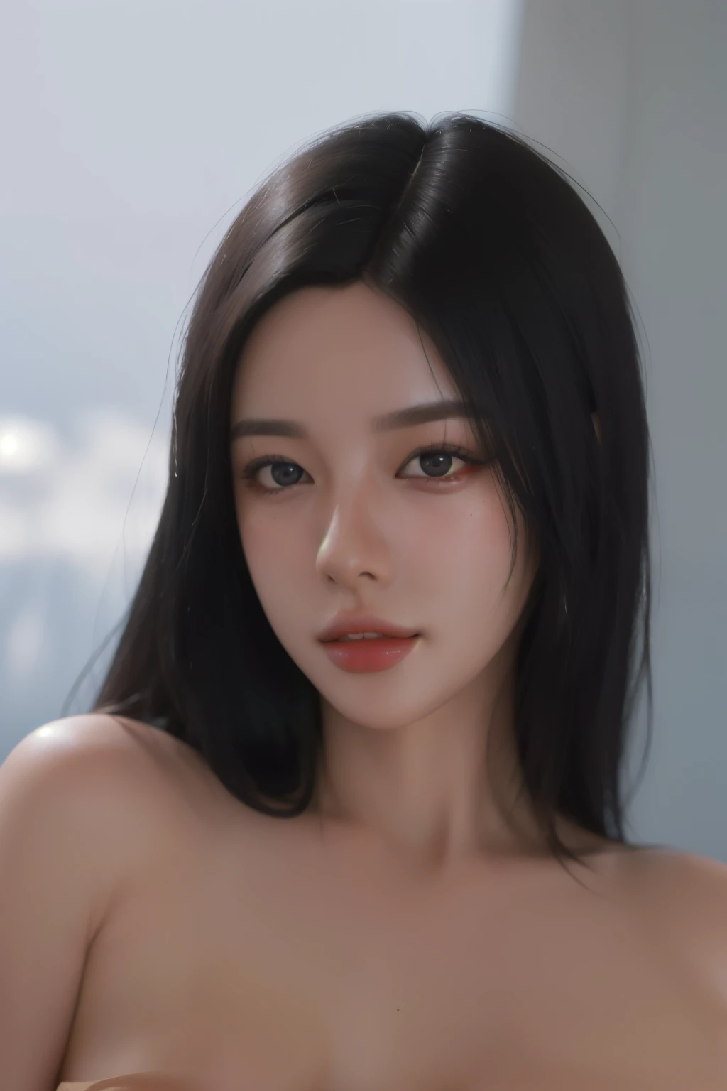 ((best quality)),absurdres,(ultra high res),(photorealistic:1.6), octane render,(hyperrealistic:1.2), (photorealistic face:1.2), mature woman, modeling, perfect face, naughty face, nude breasts, nipples, medium hair, (full body shot), (realistic:1.7), (8k...