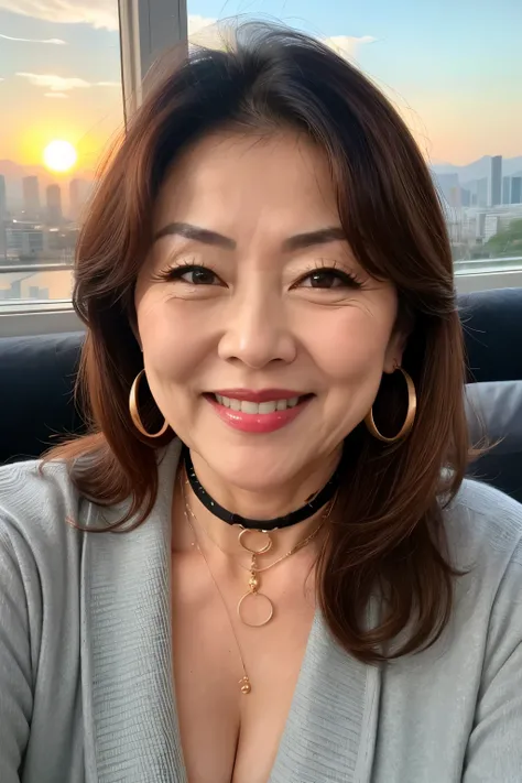 ７８ years old　Mom　MILF　Korean, Lady　large earring　Big choker　　realisitic　Gorgeous Madame Beautiful Mature Woman　sexy　Smile　Gentle woman navel piercing　４K　High quality 