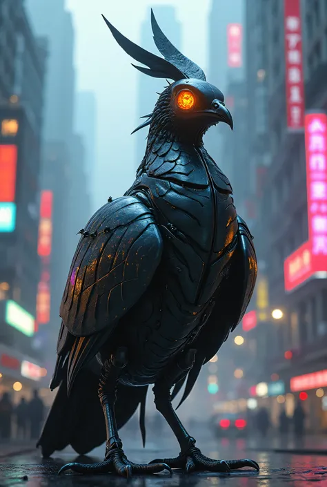 a futuristic cyberpunk-style quail