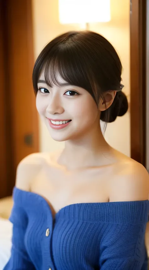 masterpiece,best quality,(Japanese girl),((Beautiful girl)),cleavage,(off shoulder:1.2),(perfect body beauty:1.2),(shy smile),From slightly above