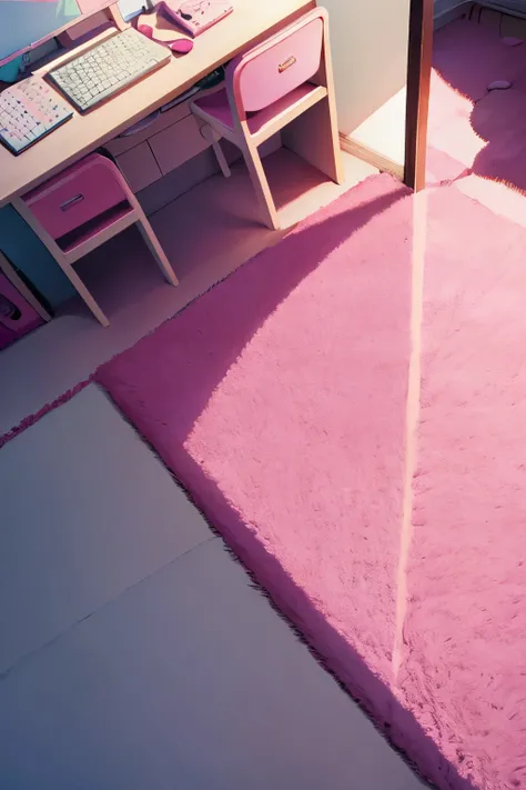 background, without any people,from above, Girls' Room, carpet,Light pink