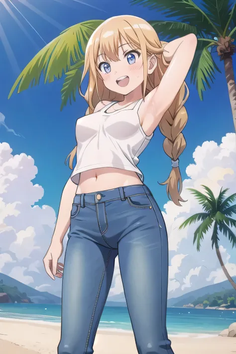 masterpiece,best quality,ultra detail, ((Perfect Face, Perfect Arms, Perfect hands, Perfect Fingers)), 1girl, 14yo, petite, ((round face, ecstasy, orgasm face, drooping eyes, shame smiling, blush)), dropping eyes, sleepy, Open mouth, ((White teeth)), backg...