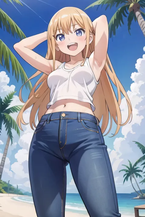 masterpiece,best quality,ultra detail, ((Perfect Face, Perfect Arms, Perfect hands, Perfect Fingers)), 1girl, 14yo, petite, ((round face, ecstasy, orgasm face, drooping eyes, shame smiling, blush)), dropping eyes, sleepy, Open mouth, ((White teeth)), backg...