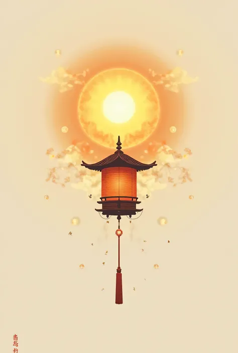 Sun and Japanese lamp for logo