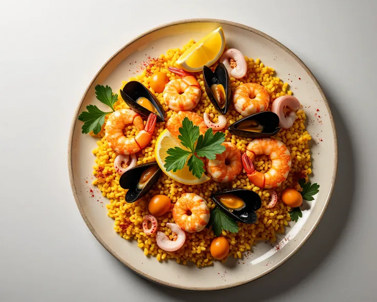 Paella plate plain background 