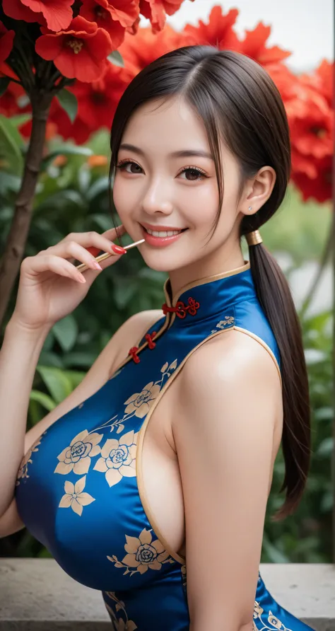 ( masterpiece, best quality, Ultra A High Resolution ), Japanese woman, ((( very beautiful 25 year old woman))),   Pretty Girl、 Look at the cameraman ､  ((  beautiful low ponytail  )),   super cute face ,  glossy lips,  both eyes double eyelids, natural sm...