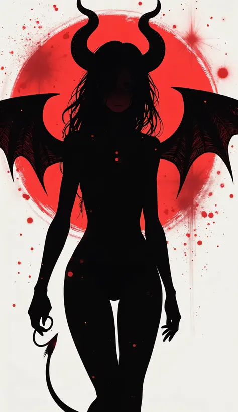 Create a silhouette anime succubus logo