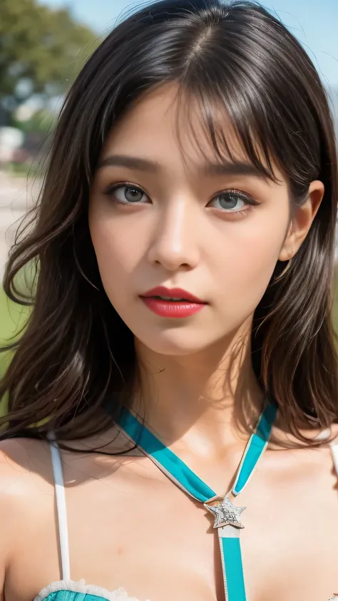 Perfect pink eyes, Great face, Indian, Beautiful appearance, ((Red lips, Bright Eyes, Curve Heir 1.5)), ((Beautiful details Very large breasts )), (Straightforward and super-duper clever, Non-sagging breasts), Amazing gorgeous, A radiant beautiful face, 美し...