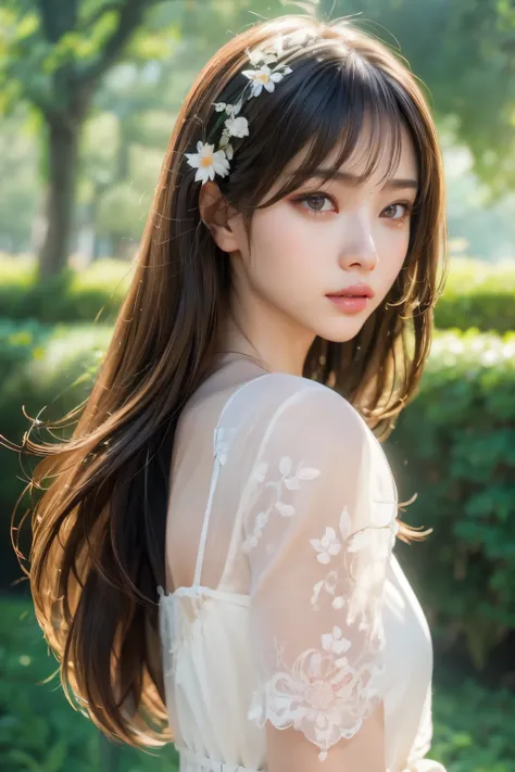 Focus on people。Create and express the best shining composition of the person in a realistic way。((​masterpiece))、(((top-quality)))、((ultra-detailliert))、(A hyper-realistic)、(highly detailed CGillustration)、(extremely delicate and beautiful)、Girl a masterp...
