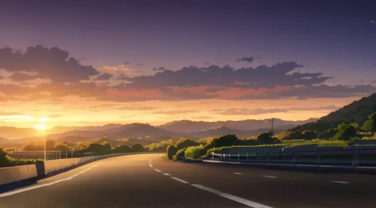 anime scene of a road with a car and a sunset, 精美的anime scene, Anime sky, Anime style 4K, Anime Background, beautiful anime scene,  anime beautiful peaceful scene,  4K anime wallpaper, lofi art style, anime scene, Anime Landscape wallpaper, Anime movie bac...