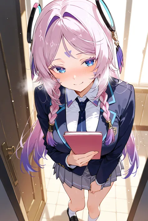 score_9, score_8_up, score_7_up, masterpiece, best quality, very aesthetic, absurdres, tunning image, light particles, attractive image, 1girl, adult grown woman, citlali \(genshin impact\), pink hair, purple hair, multicolored hair, twin braids, hair inta...