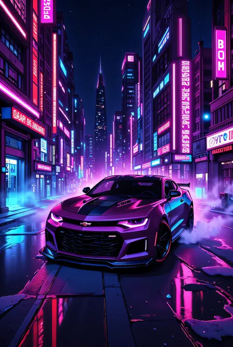 animation comic if a vampire was Chevrolet Camaro, incorporate feminine motives and design, vibrant, Ultra-high resolution, High Contrast, (masterpiece:1.5), highest quality, Best aesthetics), best details, best quality, highres, 16k, (ultra detailed: 1.5...