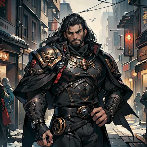 ((Best quality)), ((masterpiece)), ((realistic cartoon)), ((perfect character)):
In this stunning and highly detailed realistic cartoon, we present a male human. The man stands tall, a middle-aged man, and he's Primarch from Warhammer 40K, and powerfully ...