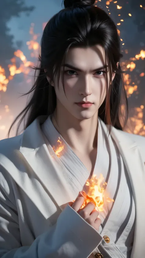 Vuong Lam's portrait is beautiful, emotionless, exuding a cold, majestic temperament tinged with loneliness. His deep, piercing blue eyes looked at his opponents, reflecting his perseverance and an incomprehensible inner world, shaped by countless trials. ...
