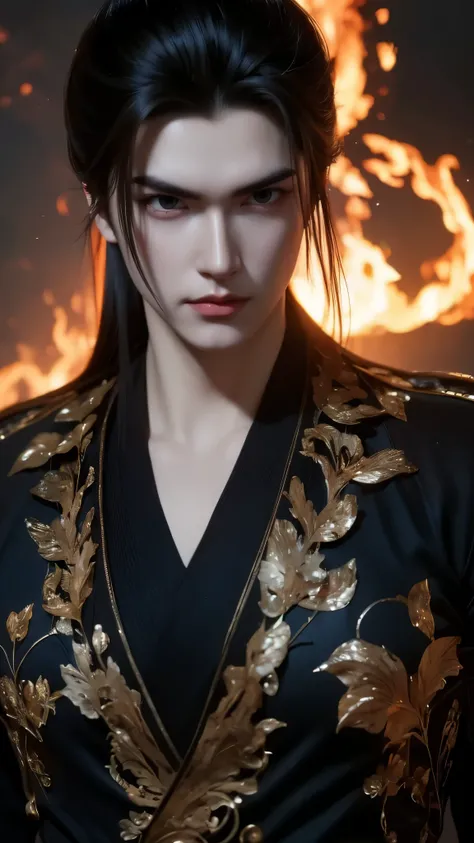 Vuong Lam's portrait is beautiful, emotionless, exuding a cold, majestic temperament tinged with loneliness. His deep, piercing blue eyes looked at his opponents, reflecting his perseverance and an incomprehensible inner world, shaped by countless trials. ...