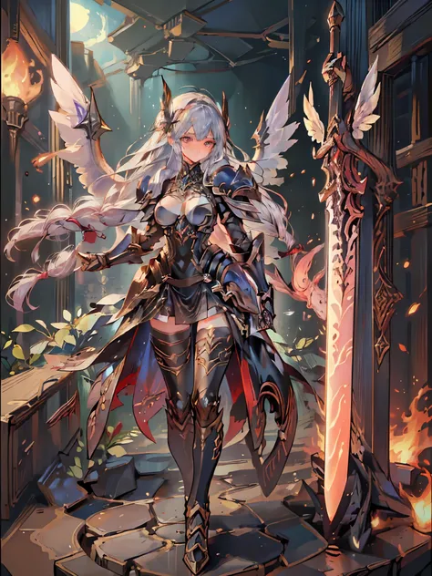 ((Best Quality)), (ultra high resolution), (Super detailed), (detailed description), (( best CG )), (masterpiece), Highly Detailed Art, (Art with Precise Details:1.5), (Female Fallen Angel user:1.5), (Beautiful and well-proportioned face:1.3,anger), female...