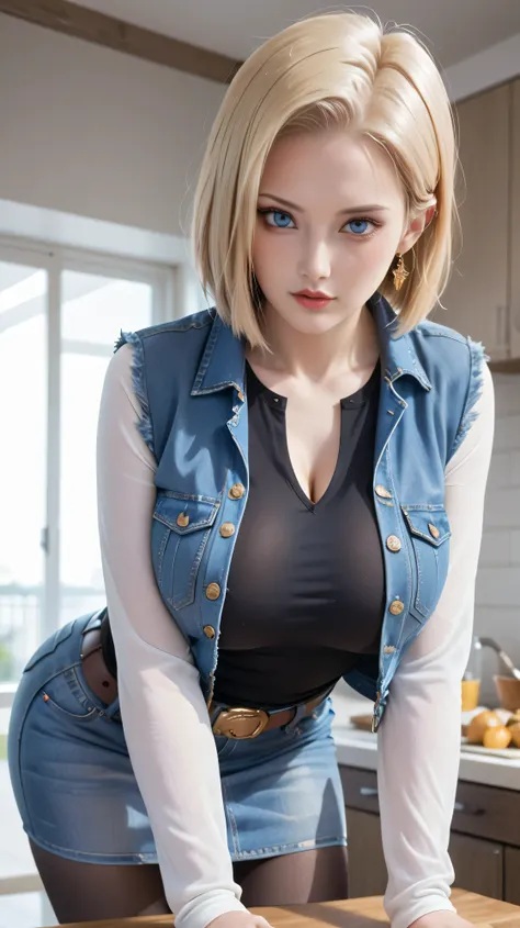 score_9,score_8_up,score_7_up,high res image,masterpiece,best quality,realistic,mature female,android 18,(fair_skin:1.3),shiny_skin,glamor,zzAndroid18,blue eyes,light_eyes,blonde hair,short hair,black top,jacket,denim,denim jacket,earrings,long sleeves,shi...