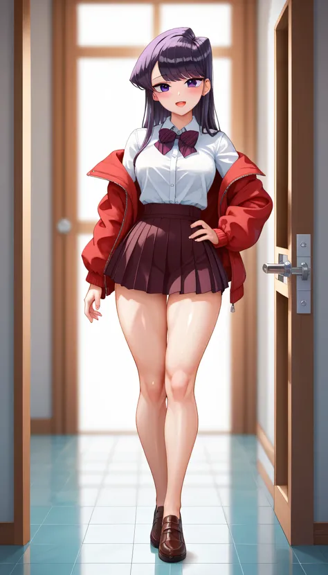 Komi Shouko, (day:1.7), in a room with curtains on the windows,inside, 1 girl standing at attention, 20 years,young female,beautiful Finger, beautiful long legs ,beautiful body ,beautiful Nose ,beautiful character design, Perfect eyes, perfect face, There ...