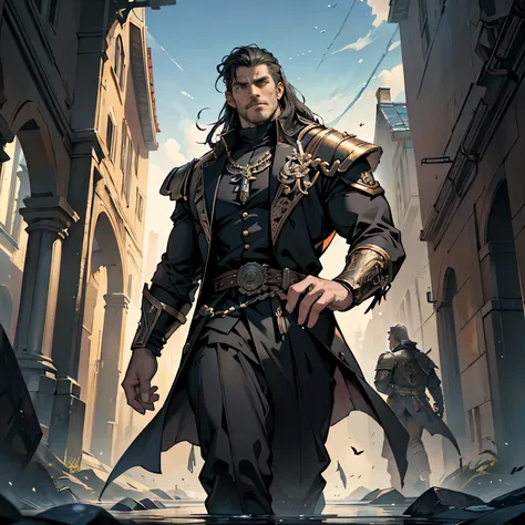 ((Best quality)), ((masterpiece)), ((realistic cartoon)), ((perfect character)):
In this stunning and highly detailed realistic cartoon, we present a male human. The man stands tall, a middle-aged man, and he's Primarch from Warhammer 40K, and powerfully ...