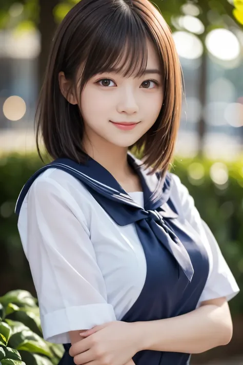 Masterpiece, best quality, 8k, 15-year-old student, , RAW Photo, absurd, Award-Winning Portraits , smile, smile, Alone, night , neon , idol face, violaces, Gardenias, Delicate Girl, upper body, DSLR, Watch Viewers, , refined , Thin arms, ...