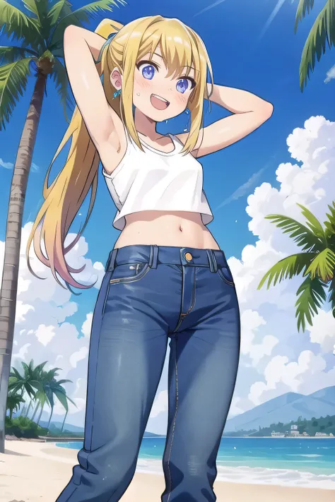 masterpiece,best quality,ultra detail, ((Perfect Face, Perfect Arms, Perfect hands, Perfect Fingers)), 1girl, 14yo, petite, ((round face, ecstasy, orgasm face, drooping eyes, shame smiling, blush)), dropping eyes, sleepy, Open mouth, ((White teeth)), backg...
