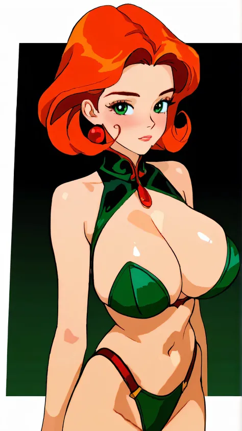 Kizi girl，Highly detailed, Amazing work，Vitreous luster,((clean backdrop))，in gold, (((green colors)))，blacks，Best quality at best，clean backdrop, shiny skin, very young korean girl, Aeon Flux from the MTV cartoon, petite, slender, sexy, heavy blushing, su...