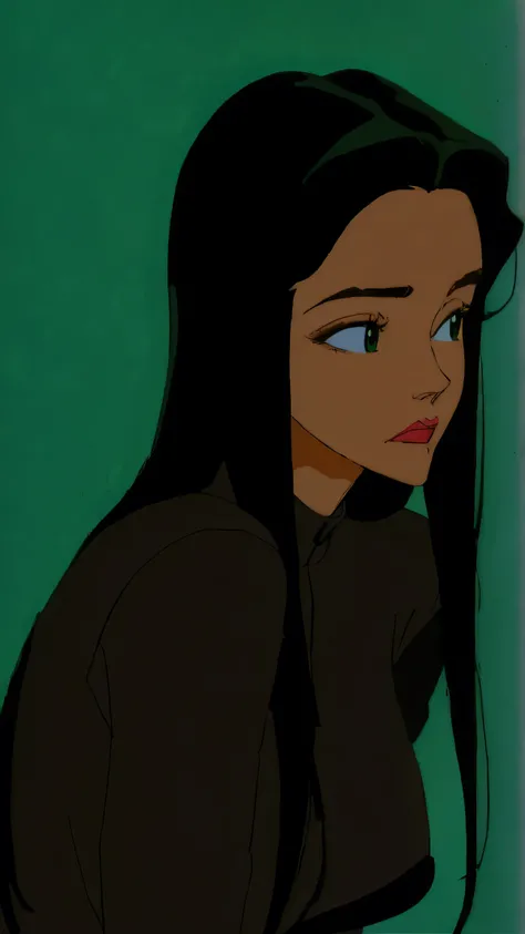 Kizi girl，Highly detailed, Amazing work，Vitreous luster,((clean backdrop))，in gold, (((green colors)))，blacks，Best quality at best，clean backdrop, shiny skin, very young korean girl, Aeon Flux from the MTV cartoon, petite, slender, sexy, heavy blushing, su...