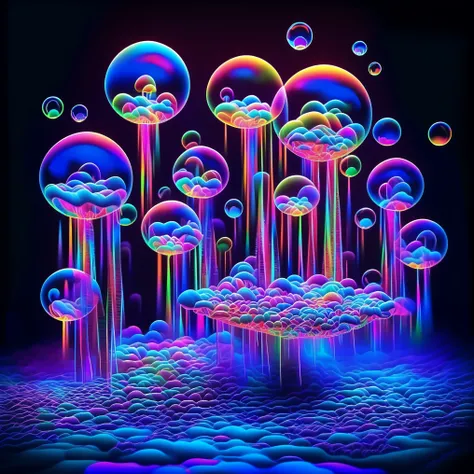 xuer hologram Laser dresssmile, neon colors, glowingGlowingNightmare, LSD, DMT imagery. octane render, psychedelic droplets of water, abstract liquid, and intricate rainbow art. octane render, black 3d fluid simulation,  ethereal bubbles, swirling liquids,...