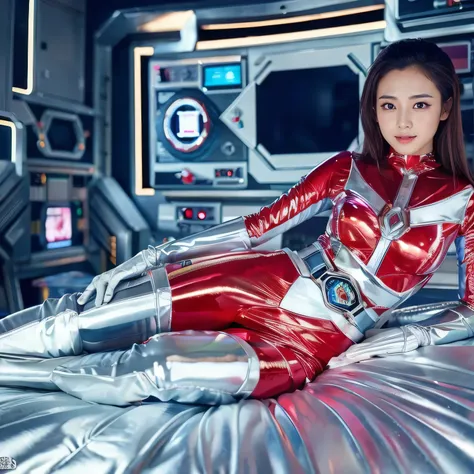 High-definition photos、Raw photo、photos realistic、Beautie、shiny costume、photos、Erotic costumes、super sentai costume、nipples stand