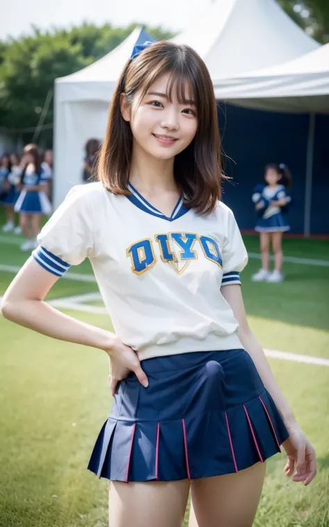 （8k、 live action、 RAW Photo、 best quality、 masterpiece：1.2),( Festival, summer,  outdoor,  front lighting  :1.2),((perfect lighting during study)),(濡れたhair),smile,(  Standing Pose :1.4), strong,( erotic),18 years old,student, white skin,Knee,Small face,前ha...