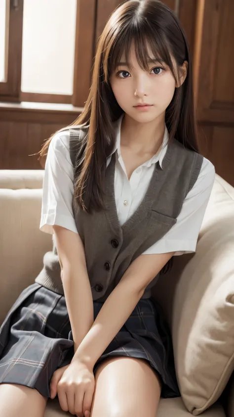 best quality, face focus, soft light, ultra high res, (photorealistic:1.4), RAW photo,
1japanese girl, solo, cute, (pupil, lights in the eyes),  detailed beautiful face, (small chest),(high resolution detail of human skin texture),
(long hair),
sit couch,
...