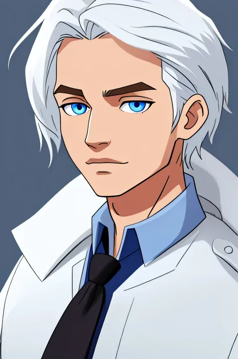 Russian male with white hair and deep blue eyes age 10  good looking 