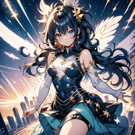 girl, star fairy, spaceship, heading towards Earth, manga style, framed, speech bubble, high quality, super detailed, cute, colorful, best quality, insanely detailed, exquisite, high quality, hyper detailed, detailed, ultra detailed, masterpiece, beautiful...