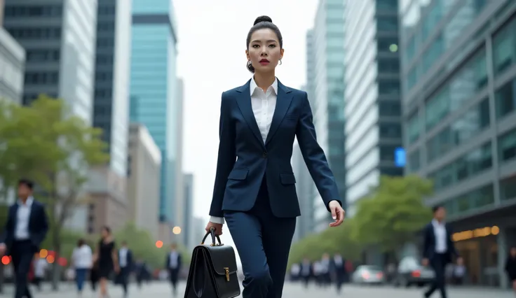 Running business woman, full body,  realistic pictures、japanese,  high resolution、 High precision