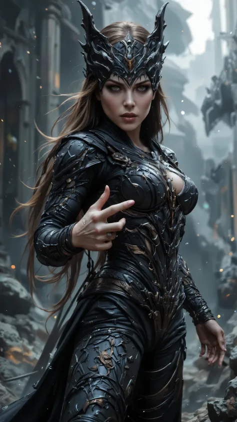 a masterpiece, supergirl and wonderwoman from dc comic fused wearing alternate black costume, coy and alluring, full body, Kim Jung gi, freedom, soul, digital illustration, comic style, cyberpunk, perfect anatomy, centered, approaching perfection, dynamic,...