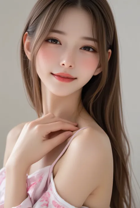 (super cute young face:1.3),
(full body shot:1.5),
(sparkling clear attractive large glowing eyes:1.5), (japanese idol face:1.5),very beautiful cute girl,(baby face:1.4),cheerful happy smile,exquisite smooth and silky long brown straight hair,fair skin,(ha...