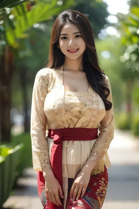 Kebaya, girl , smile, big breast, outdoor