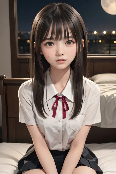 (masterpiece, Best Quality, 8K,Raw photo, High resolution:1.5), (1 girl, upper body, kneeling on the floor, Restrained girl, a girl is crying, arms behind back:1.6), (crying, sobbing, tearing, tearful, full-face blush, embarrassed, shyness), (dark backgrou...