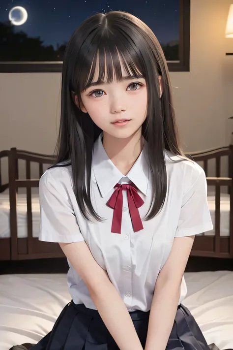(masterpiece, Best Quality, 8K,Raw photo, High resolution:1.5), (1 girl, upper body, kneeling on the floor, Restrained girl, a girl is crying, arms behind back:1.6), (crying, sobbing, tearing, tearful, full-face blush, embarrassed, shyness), (dark backgrou...