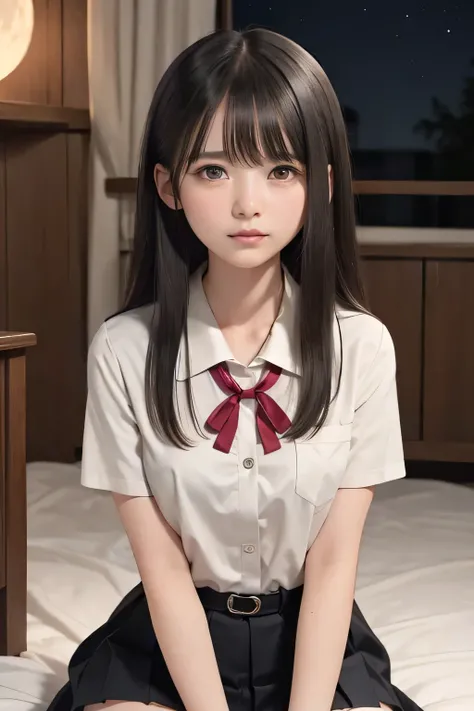 (masterpiece, Best Quality, 8K,Raw photo, High resolution:1.5), (1 girl, upper body, kneeling on the floor, Restrained girl, a girl is crying, arms behind back:1.6), (crying, sobbing, tearing, tearful, full-face blush, embarrassed, shyness), (dark backgrou...