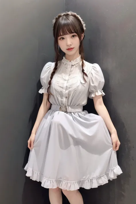  best quality、 masterpiece、High sensitivity、high resolution、  Detailed Explanation 、 Slender Woman 、glass、 girly fashion、 ruffle skirt that will break your thighs，Erection under clothes, flat chest