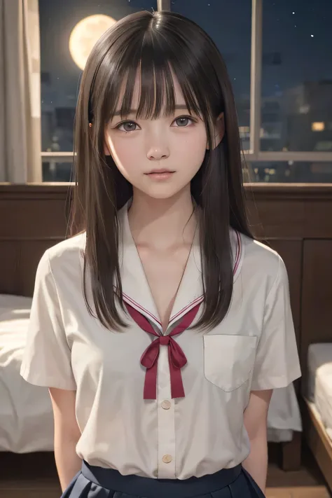 (masterpiece, Best Quality, 8K,Raw photo, High resolution:1.5), (1 girl, upper body, kneeling on the floor, Restrained girl, a girl is crying, arms behind back:1.6), (crying, sobbing, tearing, tearful, full-face blush, embarrassed, shyness), (dark backgrou...