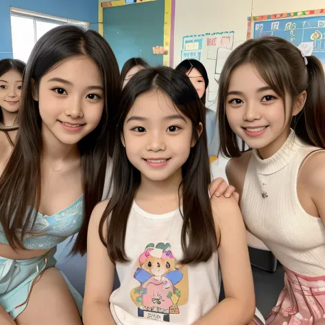 (Completely naked下着姿)、((Super cute and popular idol、Four super cute, tiny elementary school girls in one photo))、(masterpiece).A perfect, beautiful, lovely, captivating 's smile、(( 5 small photos of the whole body of 4 people in high definition in 1))、...