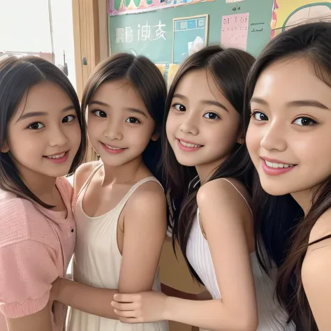 (Completely naked下着姿)、((Super cute and popular idol、Four super cute, tiny elementary school girls in one photo))、(masterpiece).A perfect, beautiful, lovely, captivating 's smile、(( 5 small photos of the whole body of 4 people in high definition in 1))、...