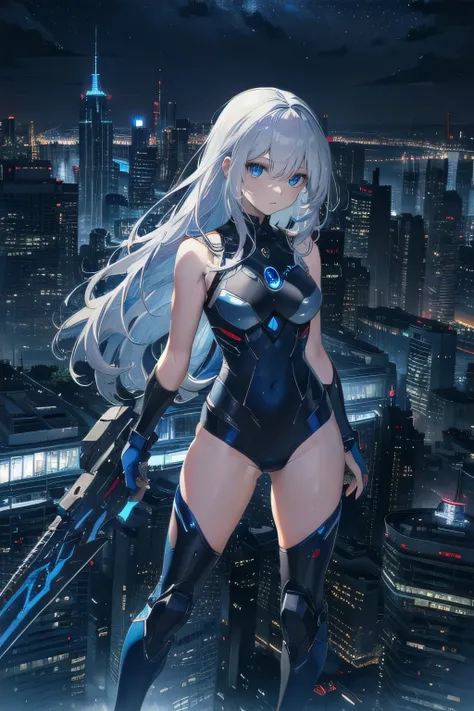(masterpiece), (best quality), ultra detailed, finely detailed color, cenematic painting, (Top image quality), (Ultra Detailed), (Facing forward), top quality, masterpiece, (((only 1 girl))), Silver Hair, white hair, ((Long hair)), (deep blue eyes:1.6), ni...