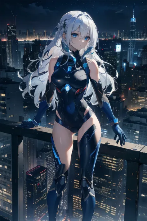 (masterpiece), (best quality), ultra detailed, finely detailed color, cenematic painting, (Top image quality), (Ultra Detailed), (Facing forward), top quality, masterpiece, (((only 1 girl))), Silver Hair, white hair, ((Long hair)), (deep blue eyes:1.6), ni...