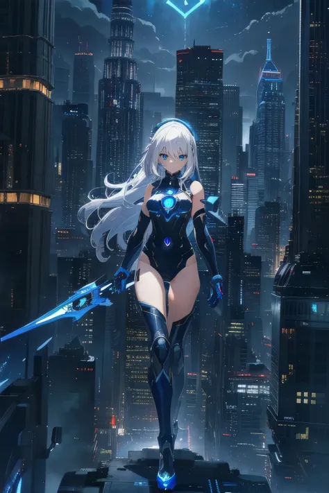 (masterpiece), (best quality), ultra detailed, finely detailed color, cenematic painting, (Top image quality), (Ultra Detailed), (Facing forward), top quality, masterpiece, (((only 1 girl))), Silver Hair, white hair, ((Long hair)), (deep blue eyes:1.6), ni...